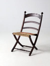antique tapestry campaign folding chair
