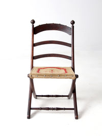 antique tapestry campaign folding chair