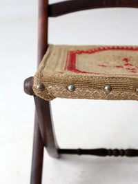 antique tapestry campaign folding chair