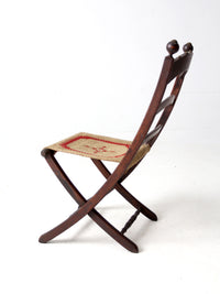 antique tapestry campaign folding chair