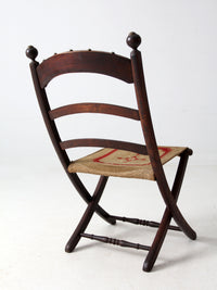antique tapestry campaign folding chair