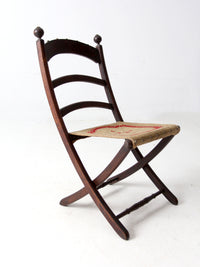 antique tapestry campaign folding chair