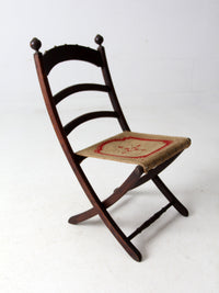 antique tapestry campaign folding chair