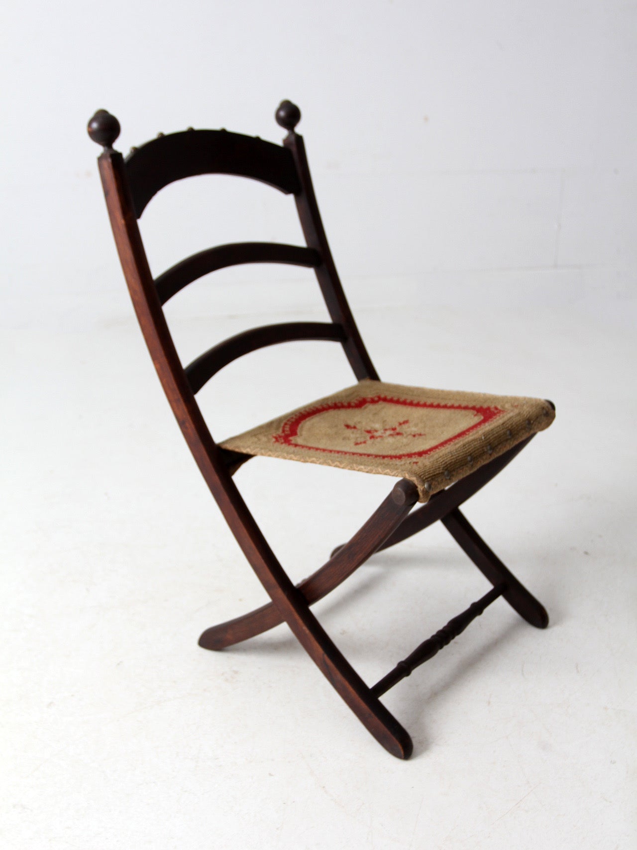 antique tapestry campaign folding chair