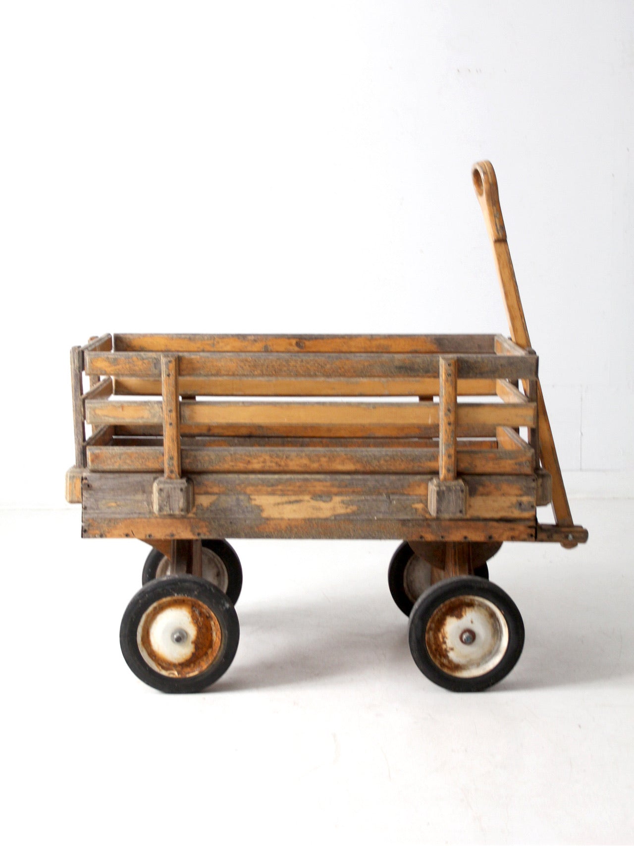mid-century handcrafted wooden wagon