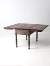 antique rustic drop leaf table with drawer
