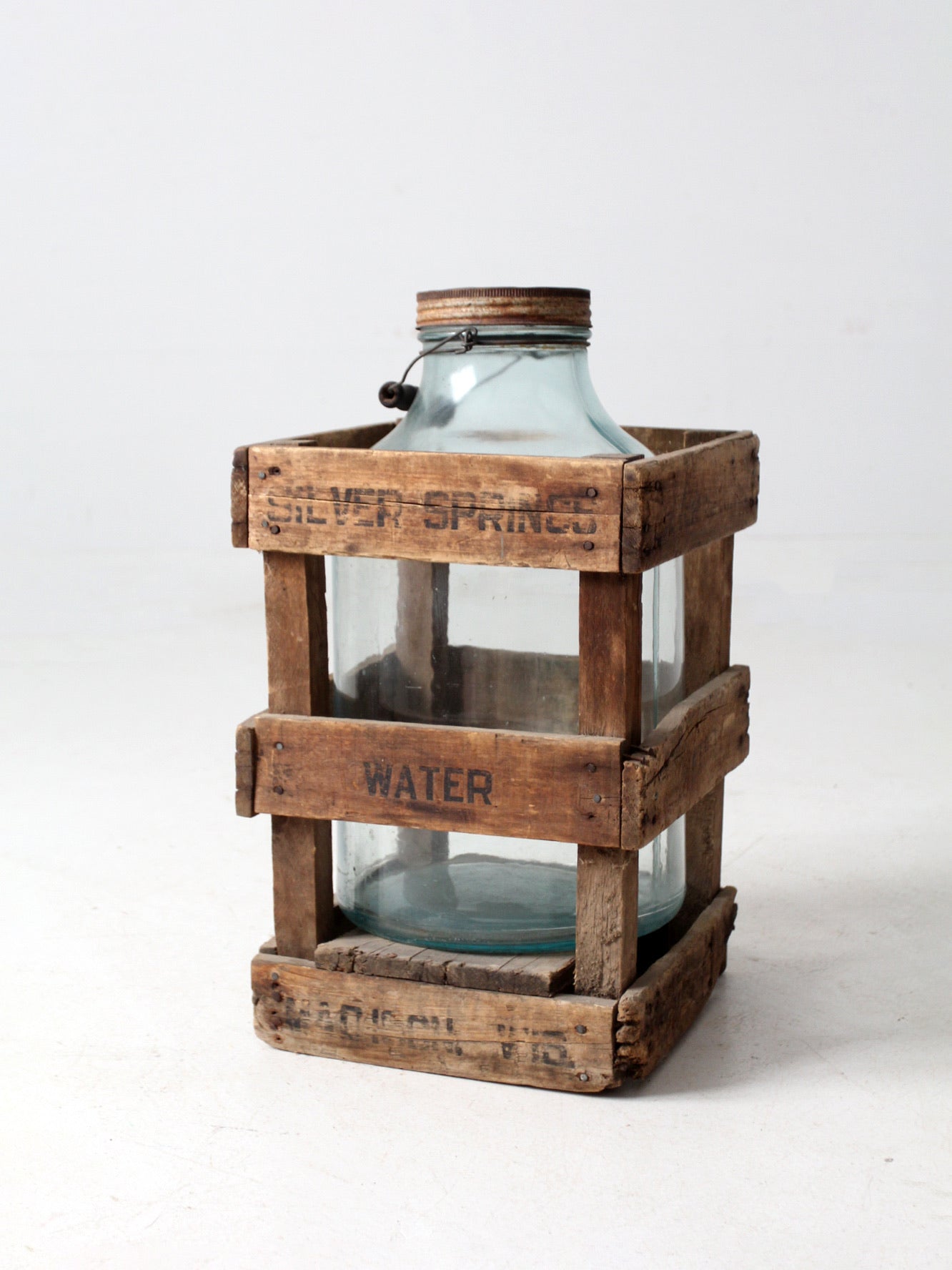 vintage Silver Springs water bottle in wooden crate - Madison, Wisconsin