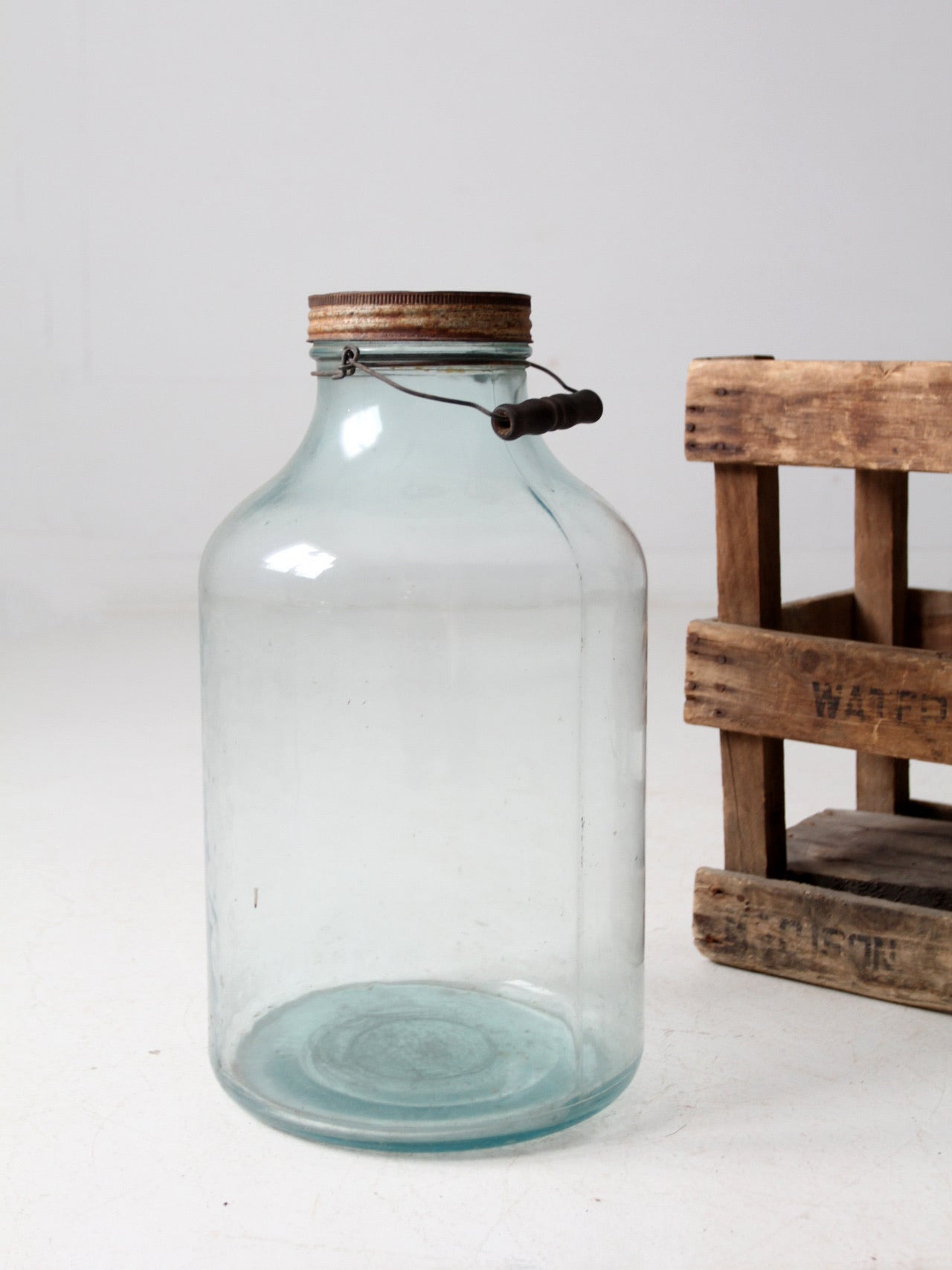 vintage Silver Springs water bottle in wooden crate - Madison, Wisconsin