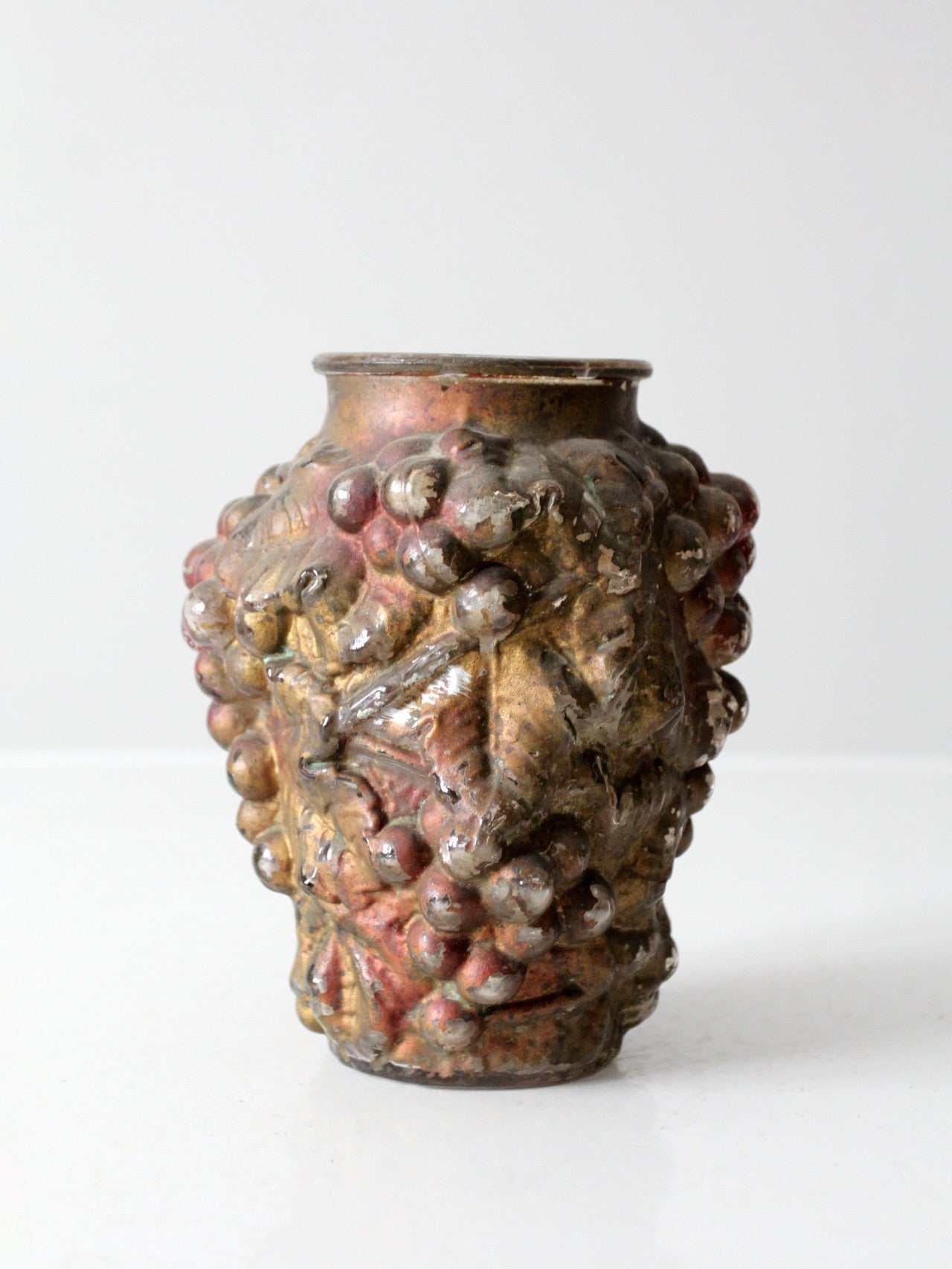 vintage Goofus glass vase with grape relief