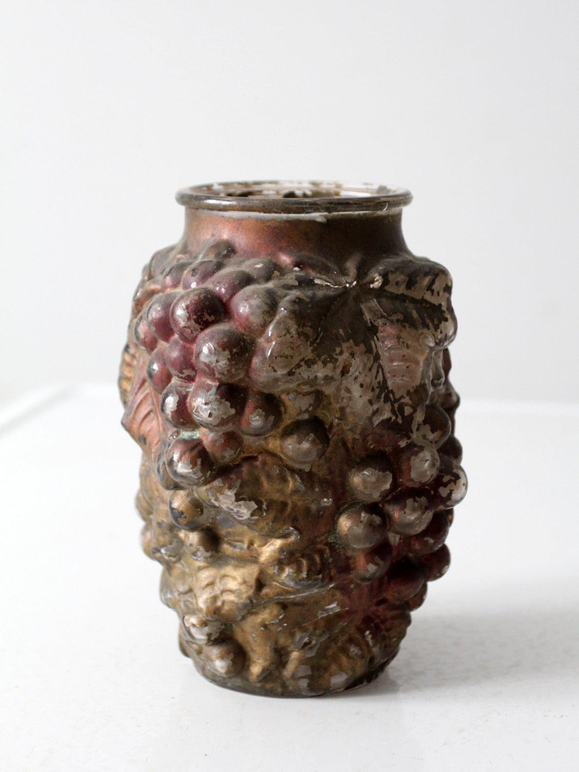 vintage Goofus glass vase with grape relief