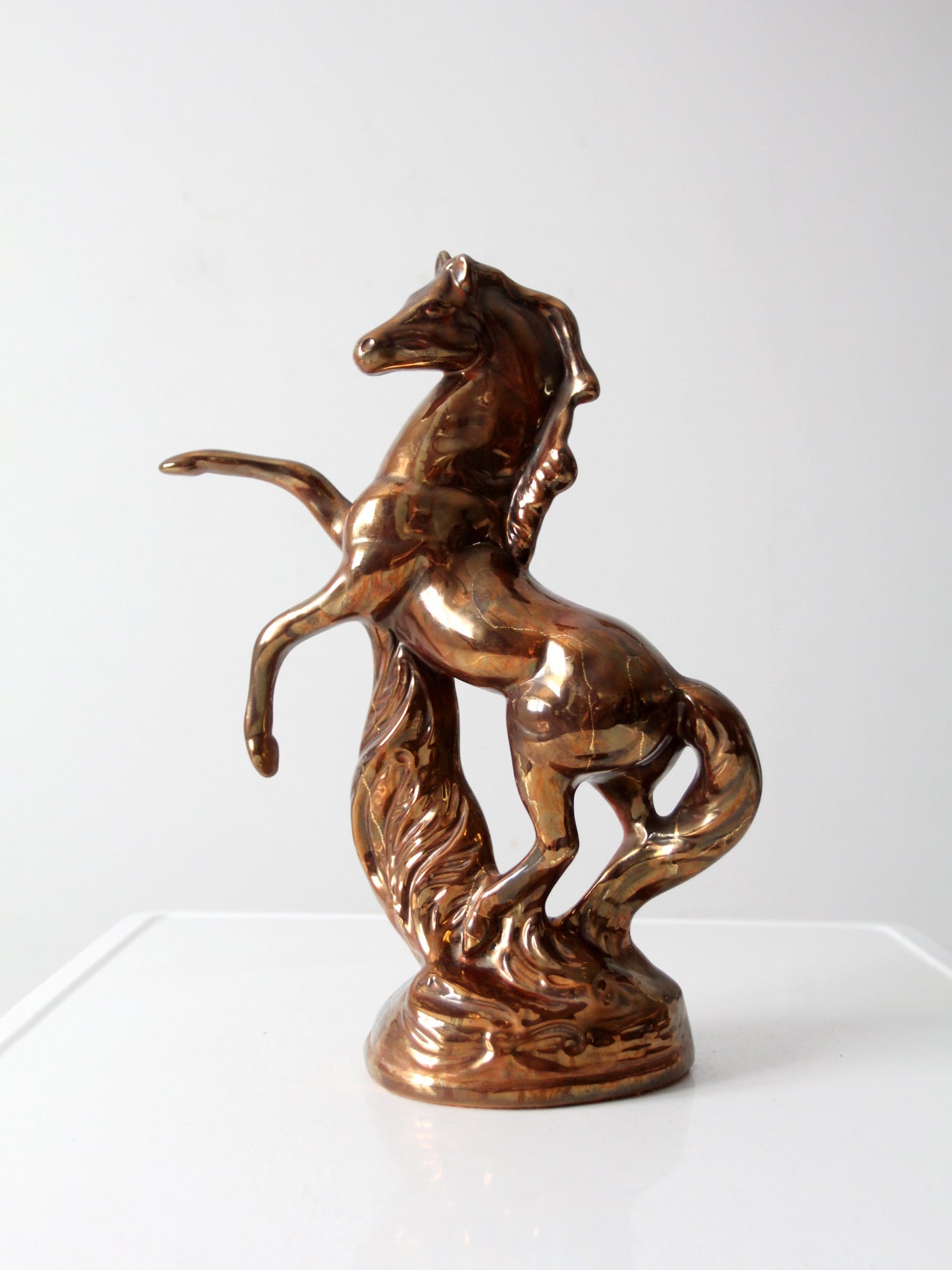 mid-century metallic glaze ceramic horse