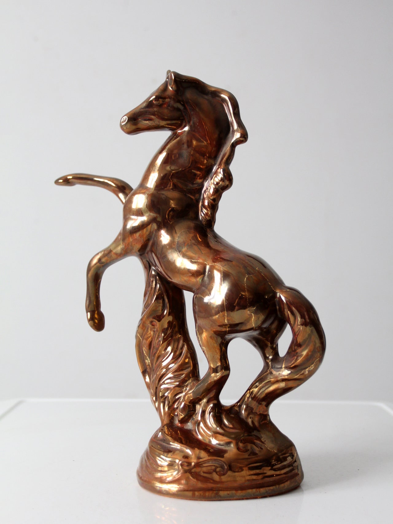 mid-century metallic glaze ceramic horse