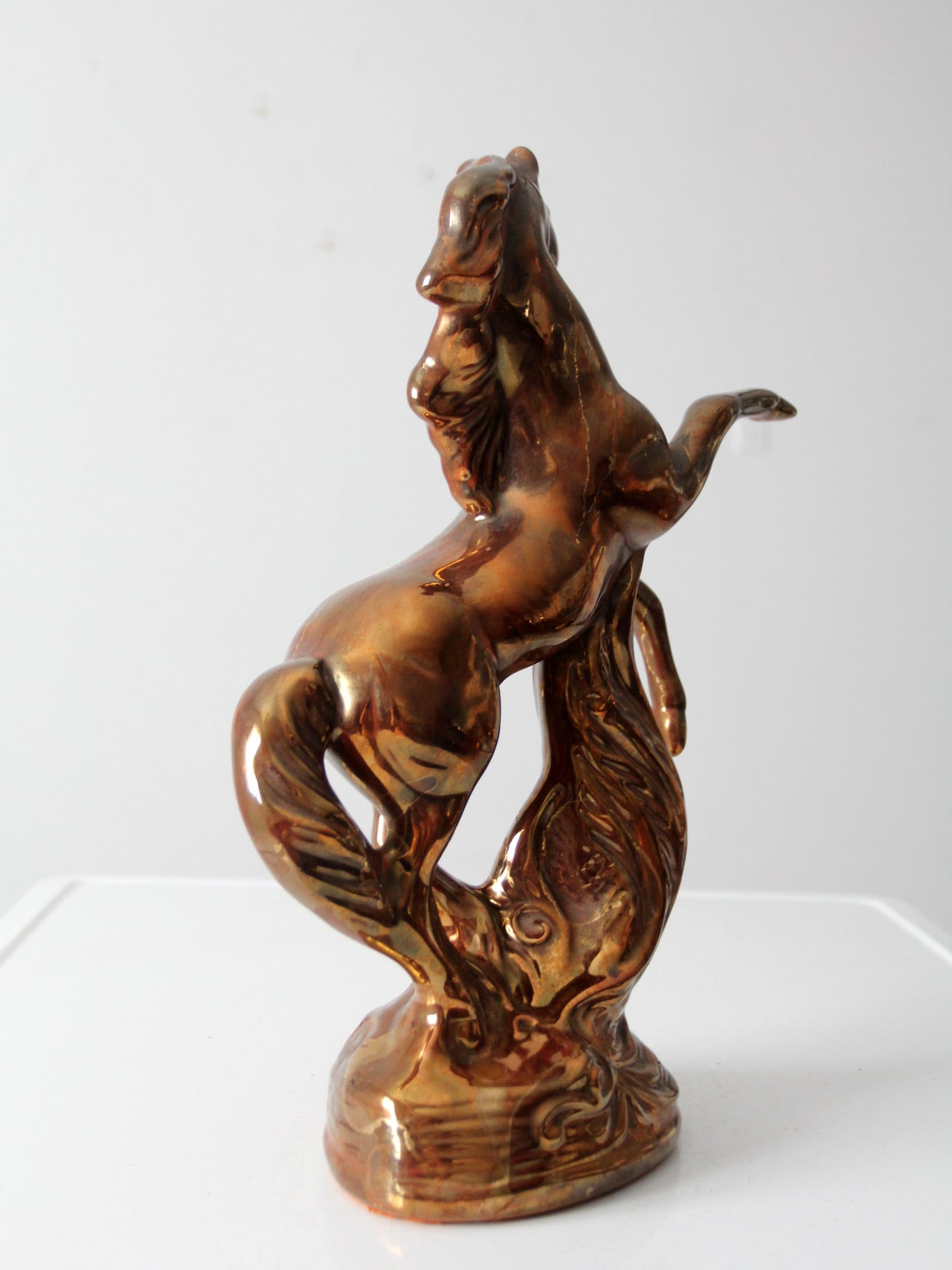 mid-century metallic glaze ceramic horse