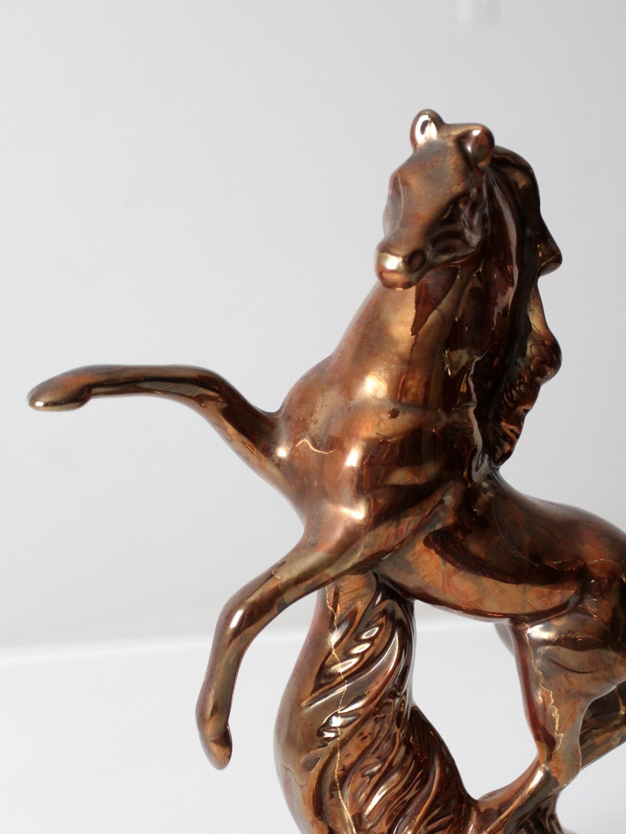 mid-century metallic glaze ceramic horse