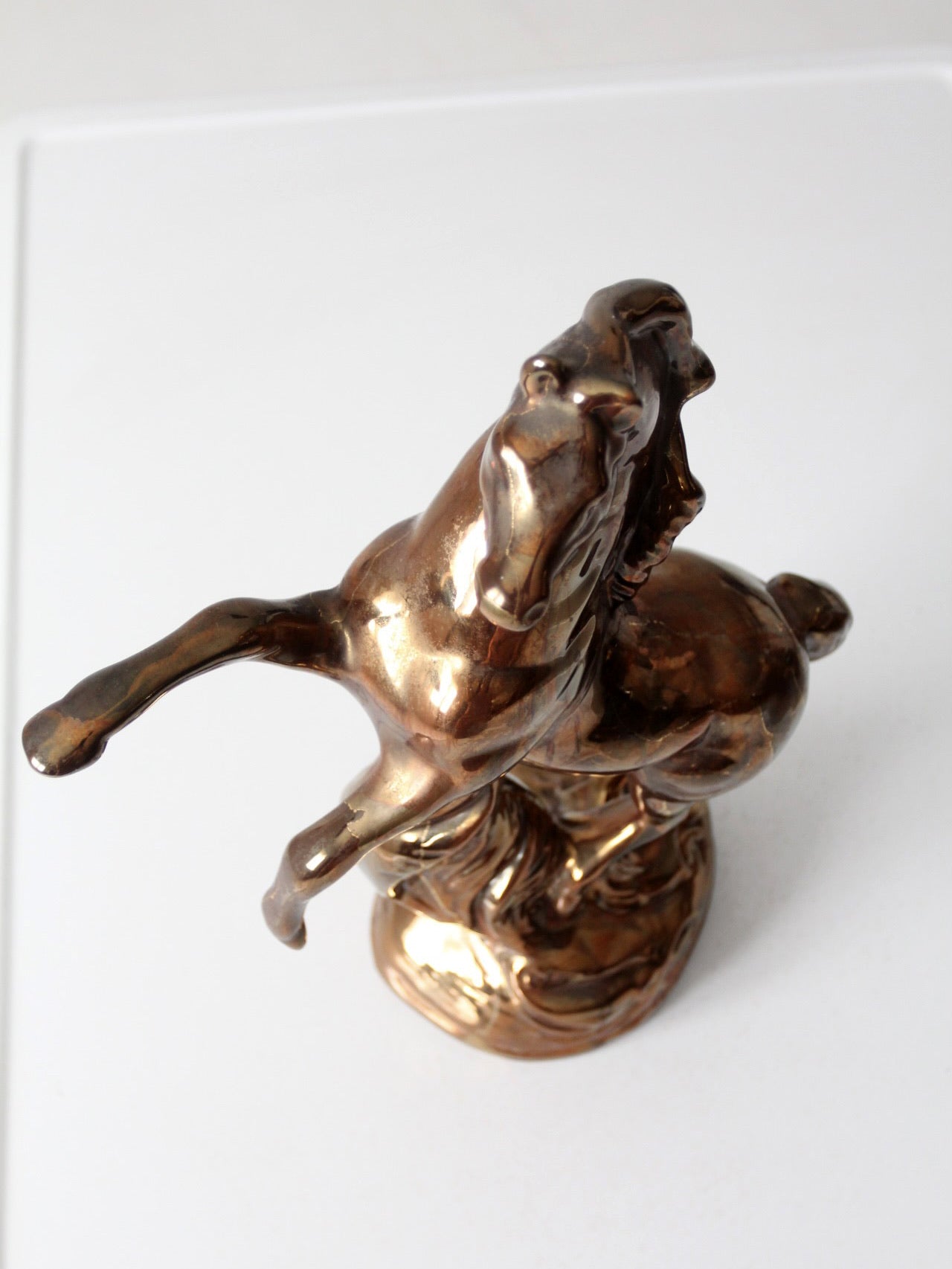 mid-century metallic glaze ceramic horse