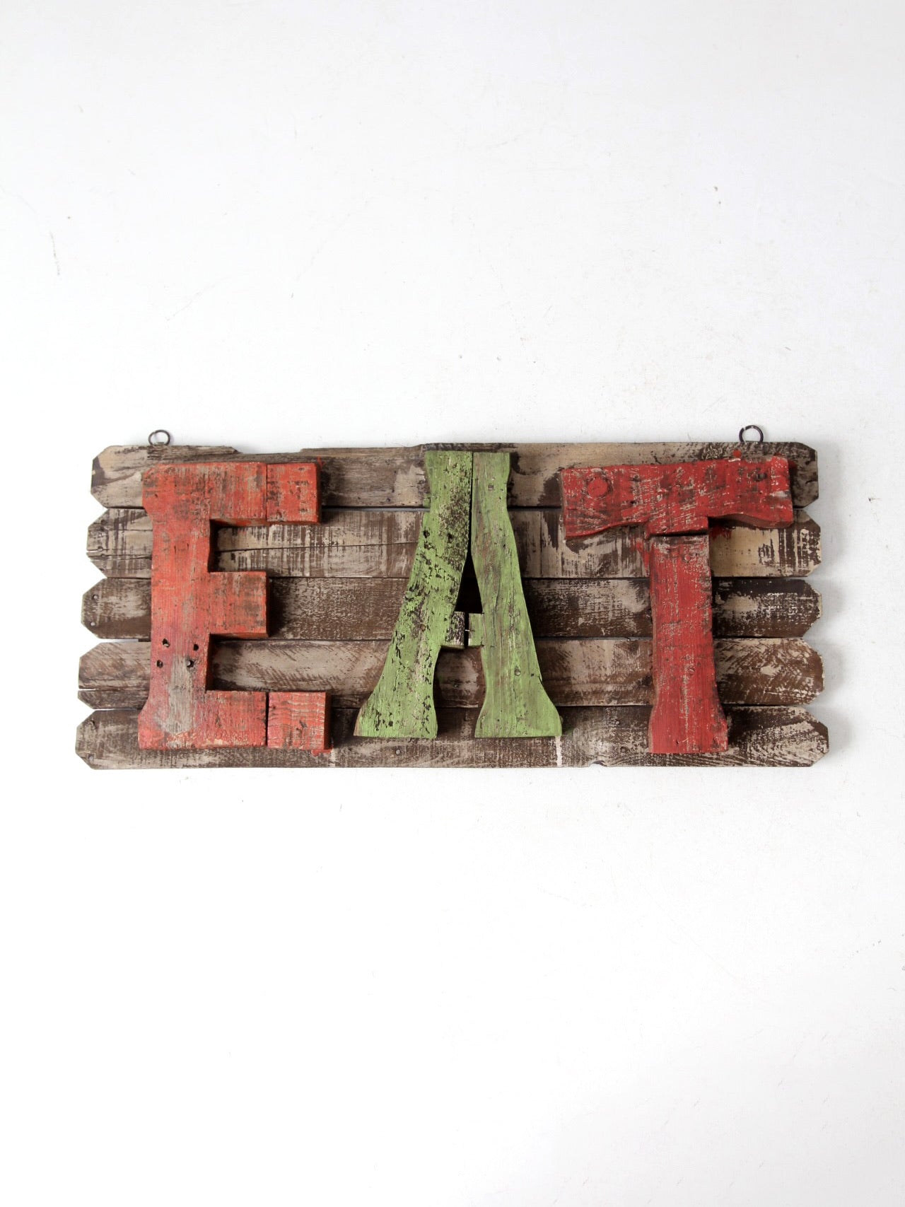 vintage rustic wood "EAT" sign