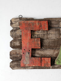 vintage rustic wood "EAT" sign