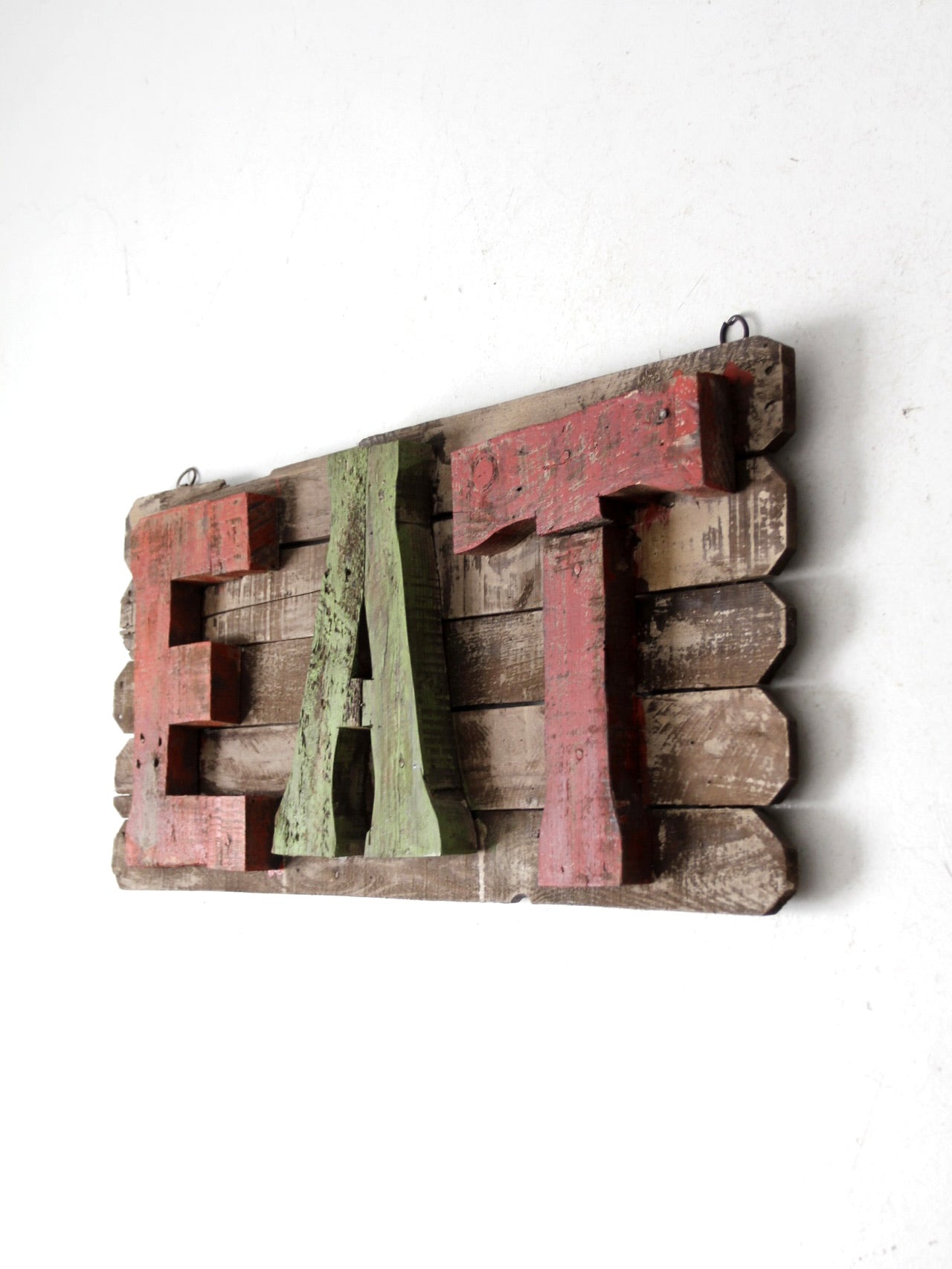 vintage rustic wood "EAT" sign