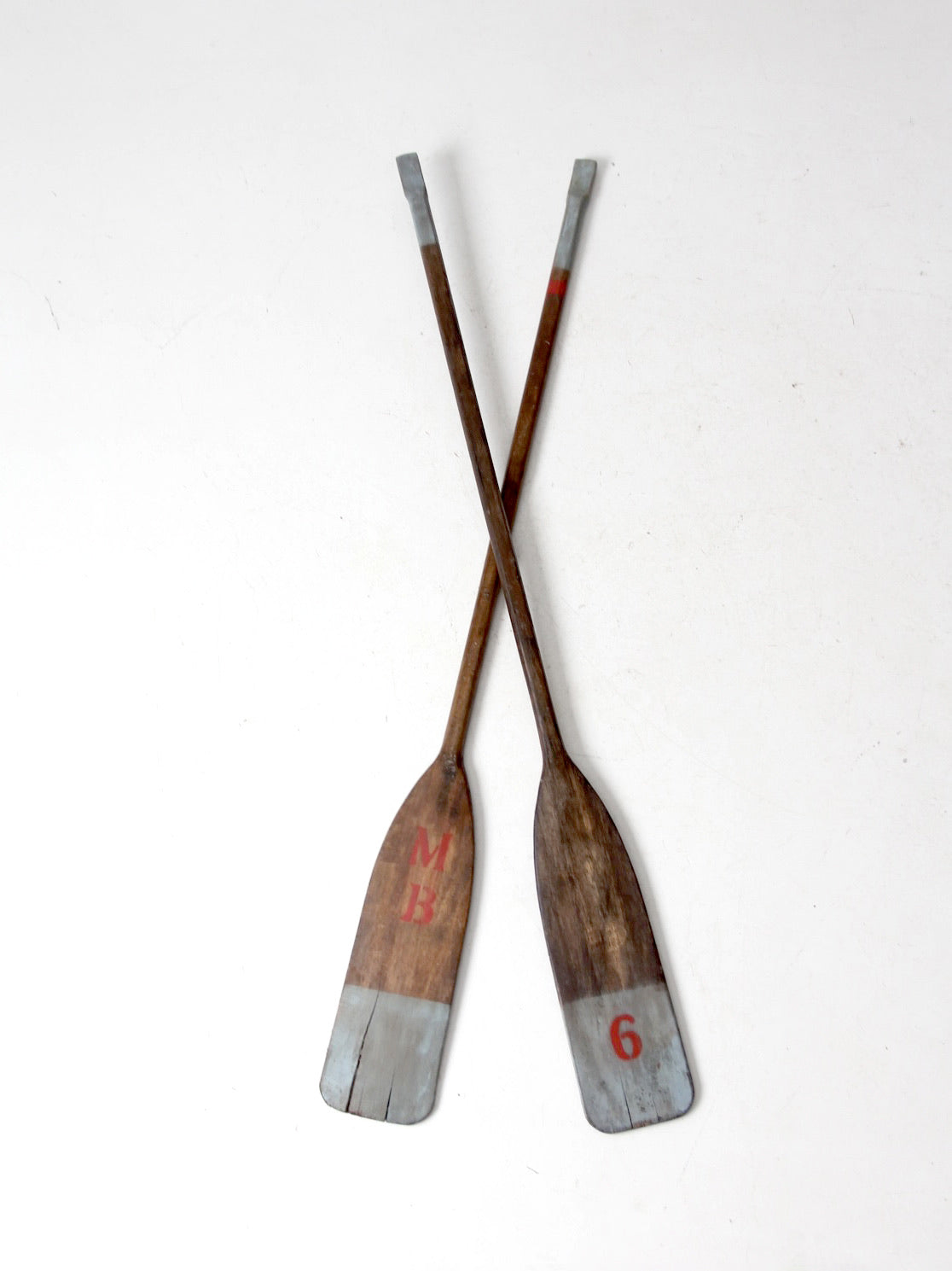 vintage painted wood oars pair