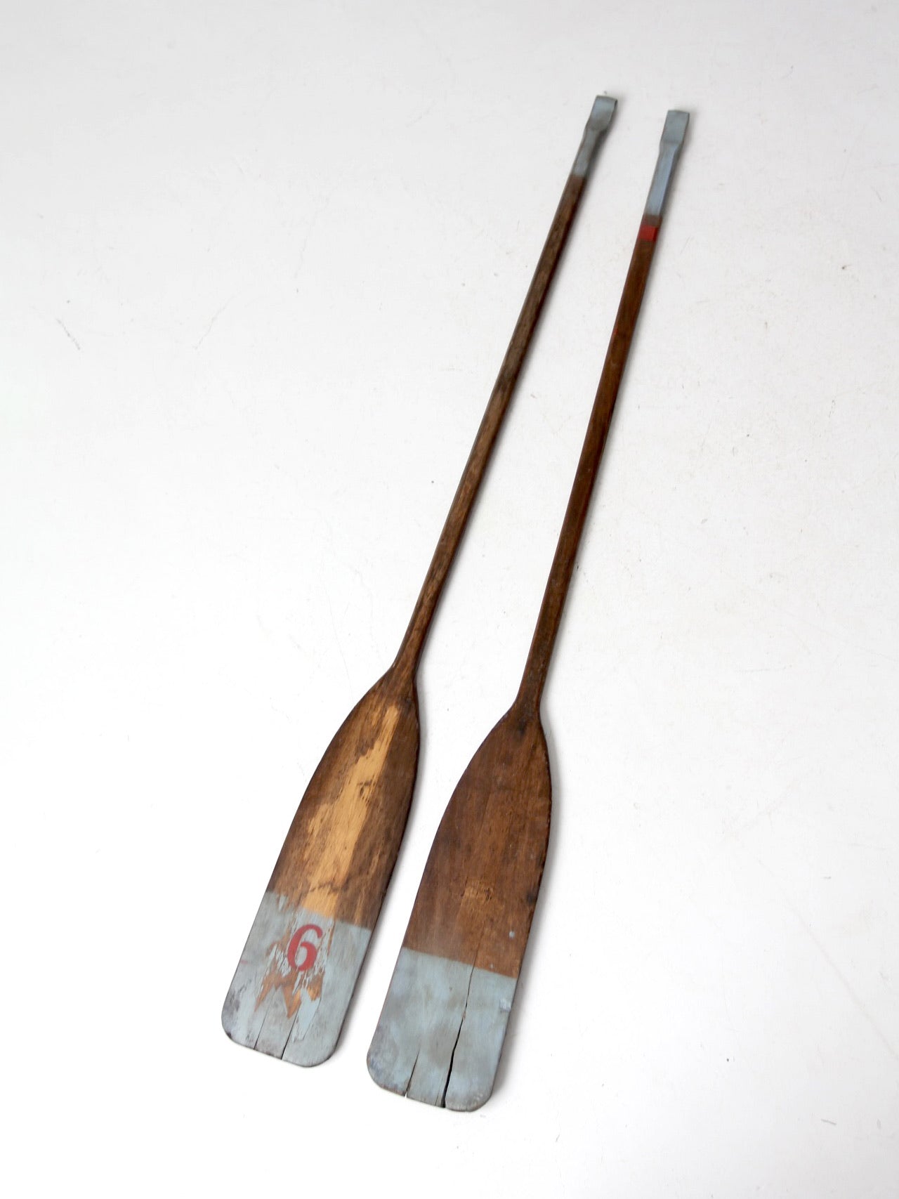 vintage painted wood oars pair