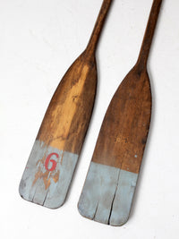 vintage painted wood oars pair