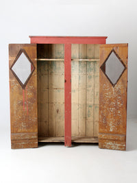 antique primitive painted wood cabinet
