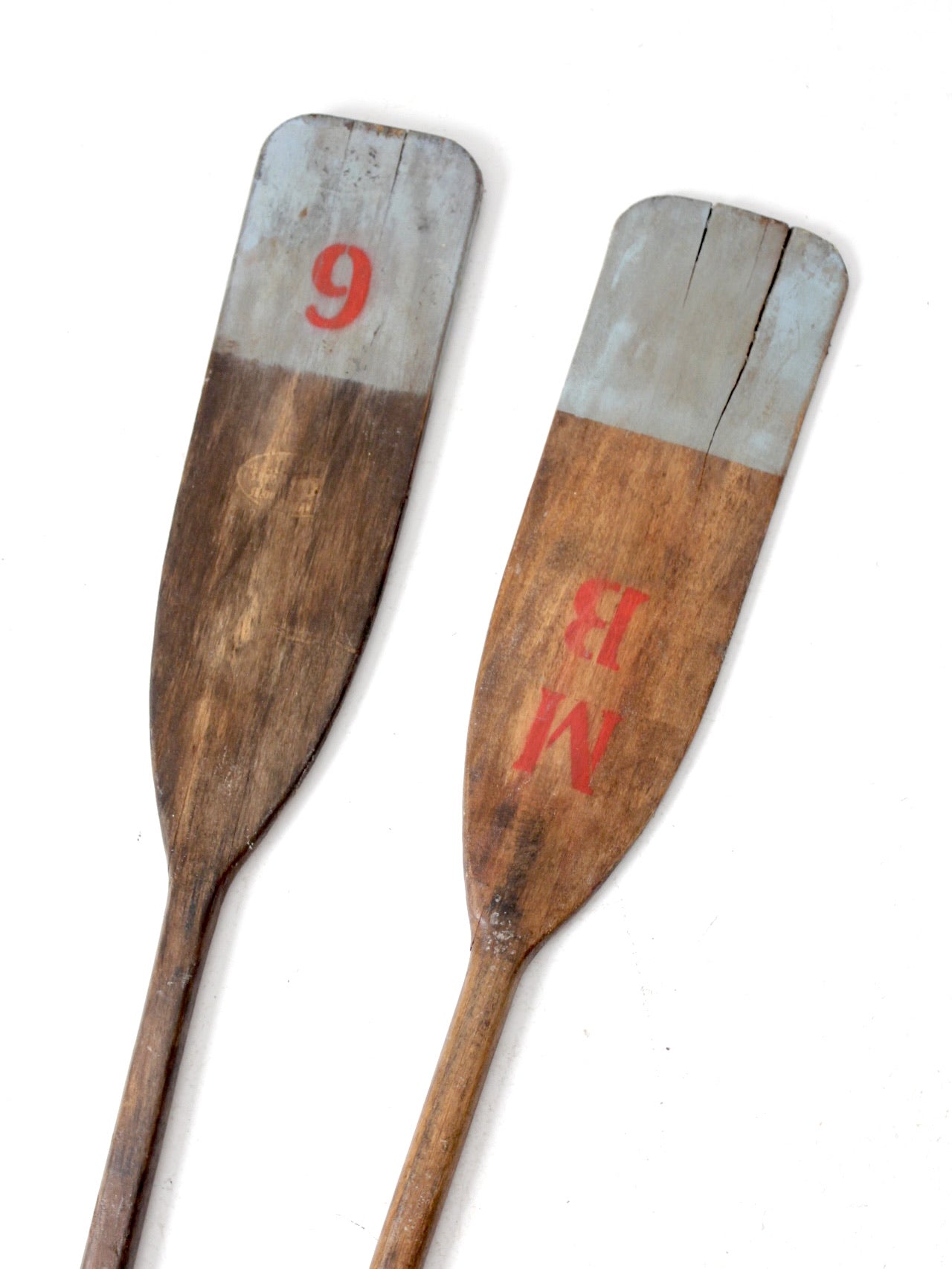 vintage painted wood oars pair