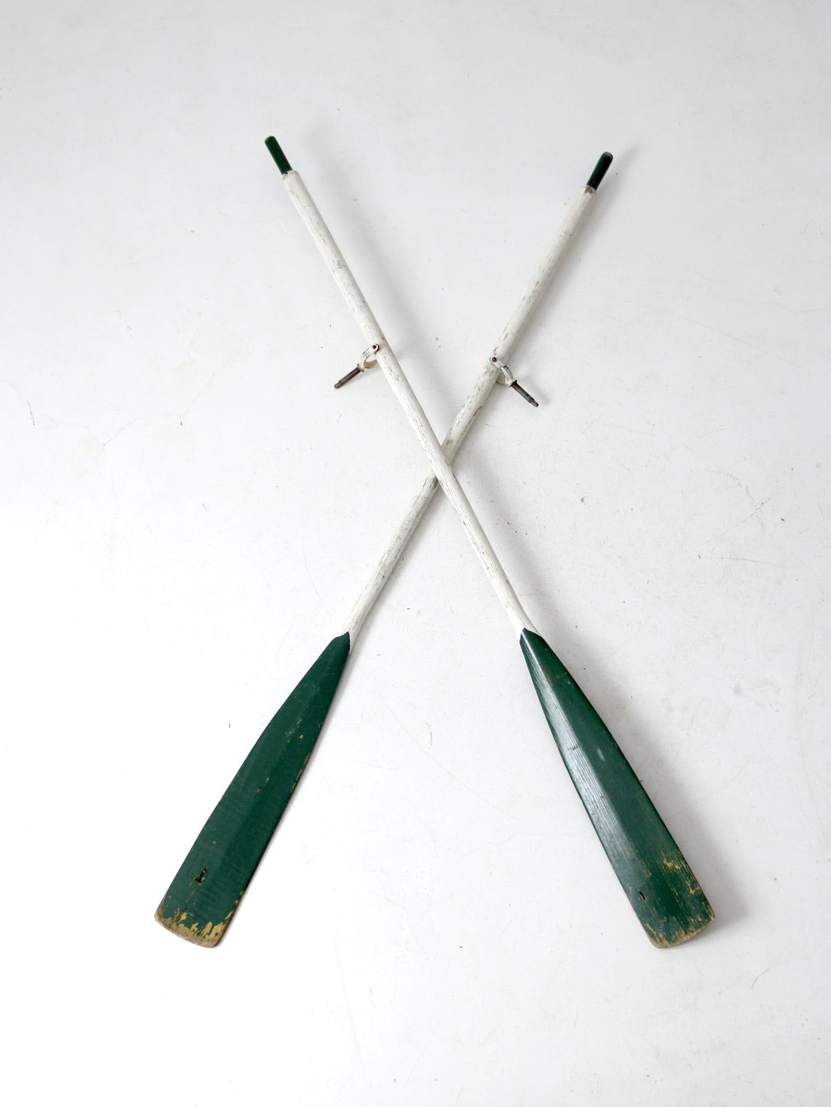 vintage painted wooden oars pair