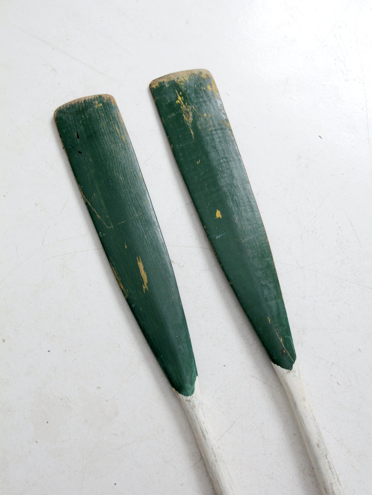 vintage painted wooden oars pair