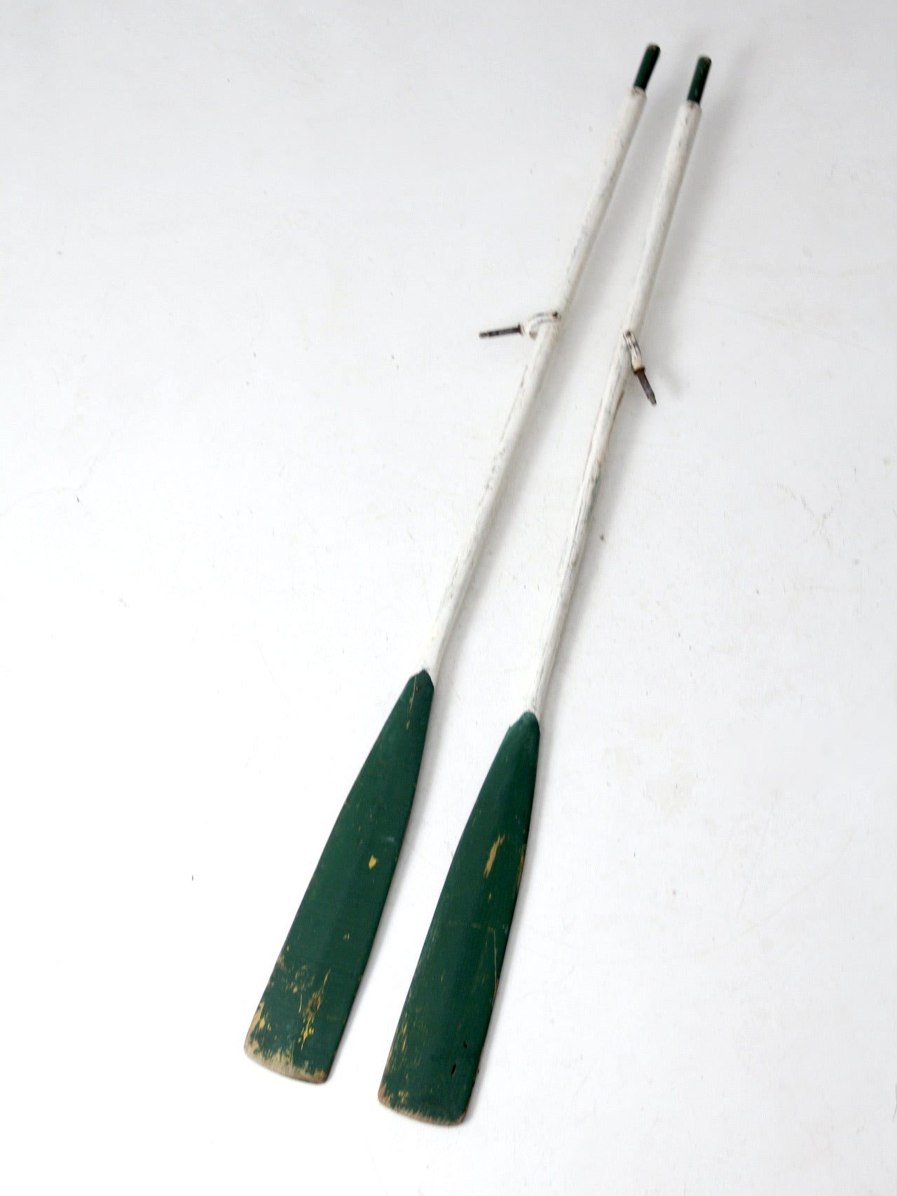vintage painted wooden oars pair
