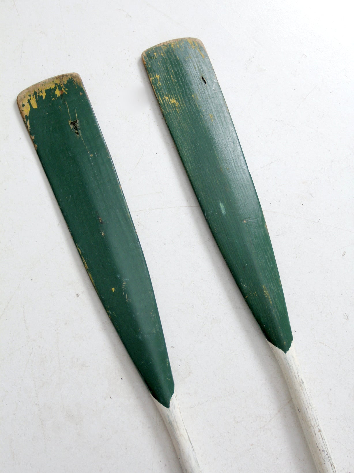 vintage painted wooden oars pair