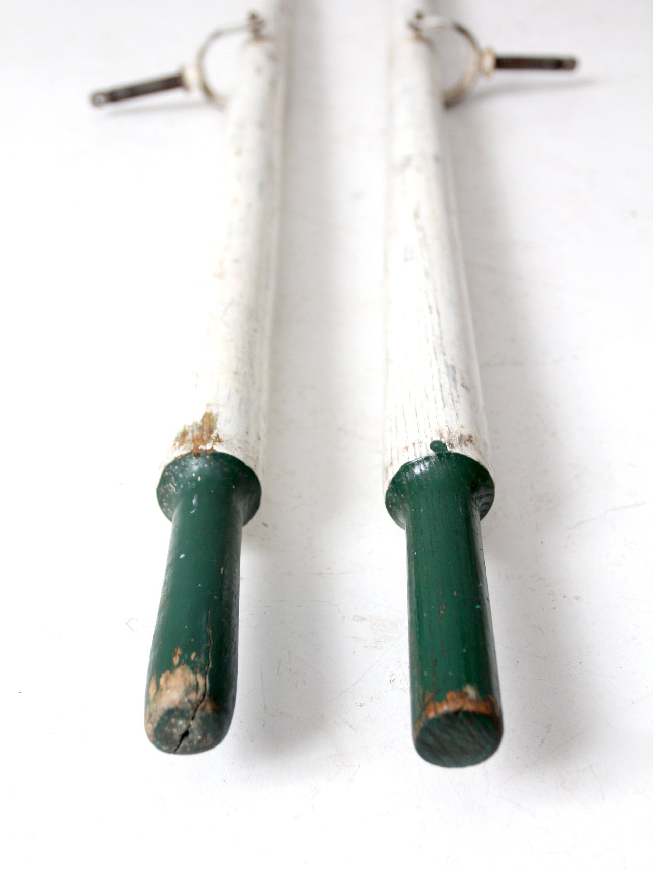 vintage painted wooden oars pair
