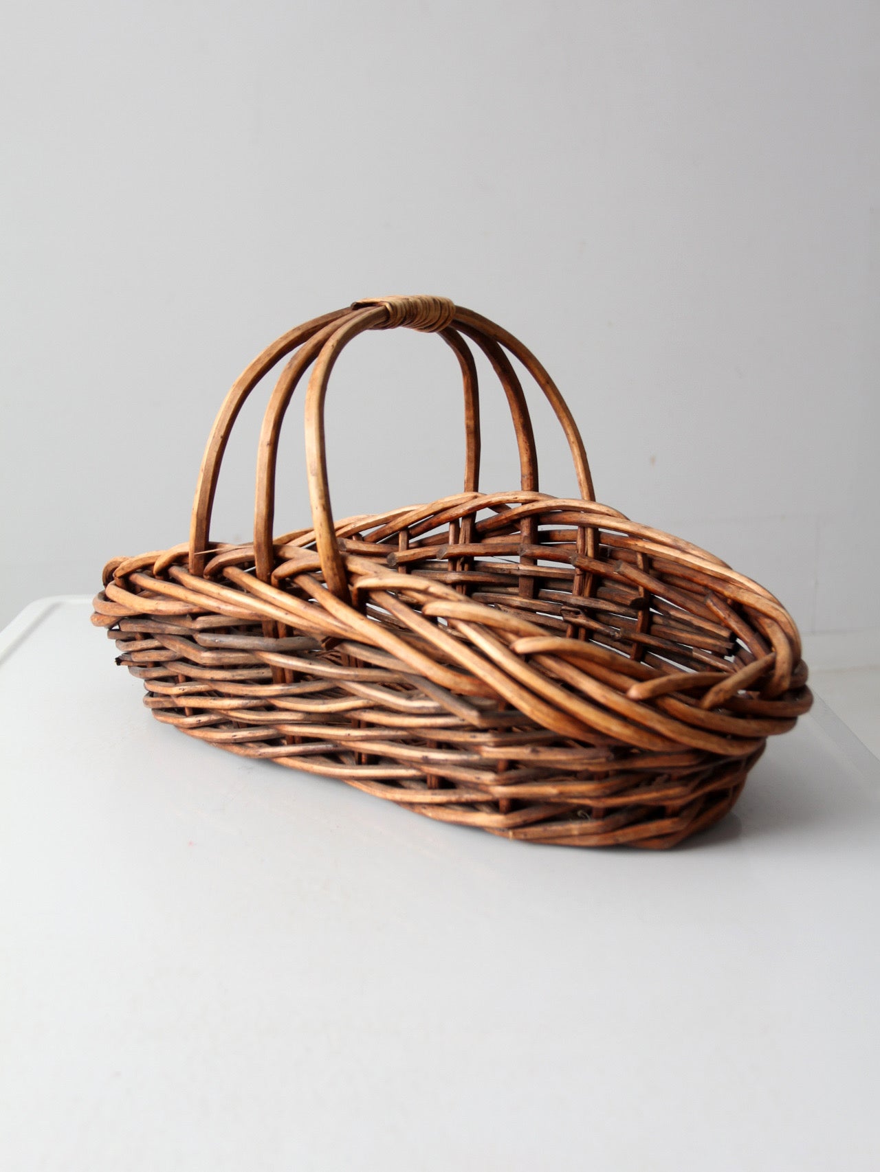 vintage rattan gathering basket