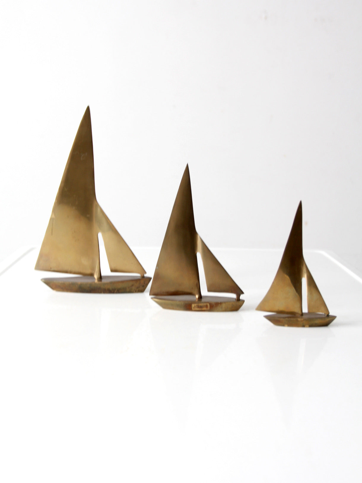 mid century brass sailboats set of 3