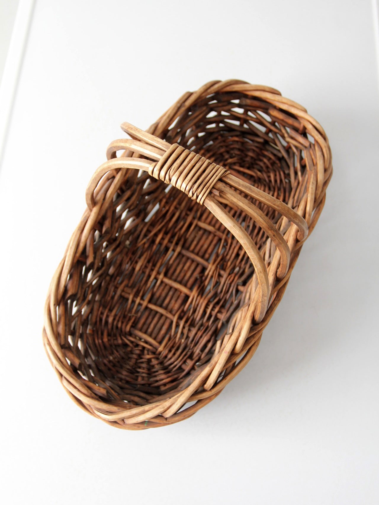 vintage rattan gathering basket