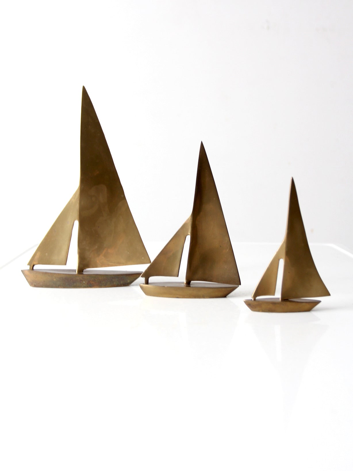 mid century brass sailboats set of 3
