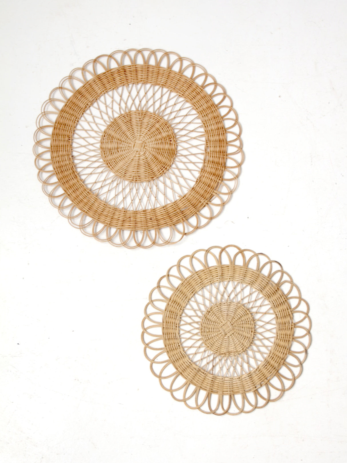 vintage rattan placemats pair