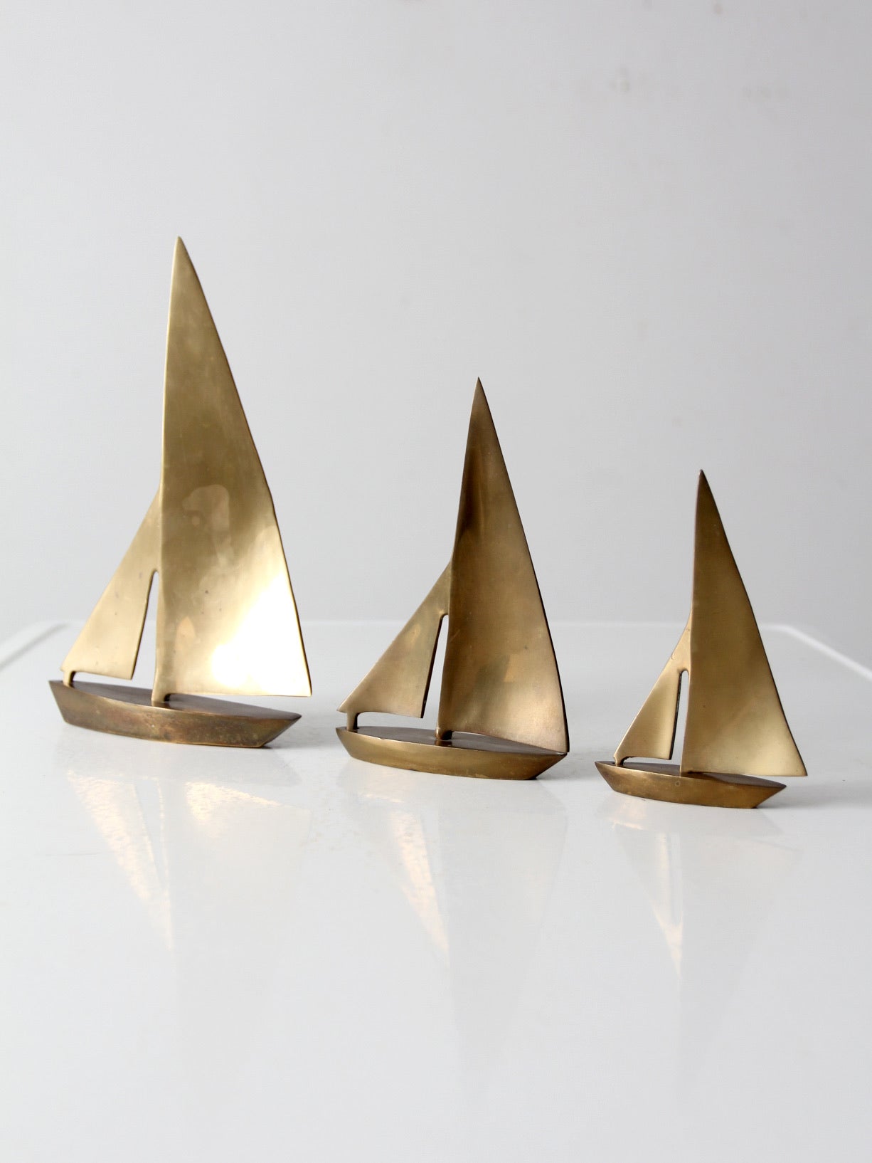 mid century brass sailboats set of 3