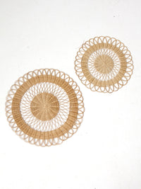 vintage rattan placemats pair