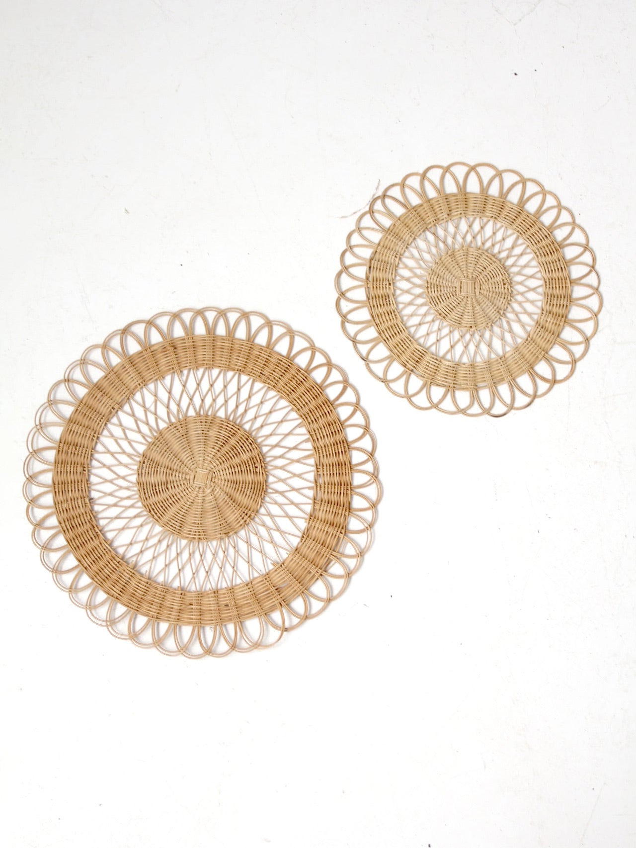 vintage rattan placemats pair