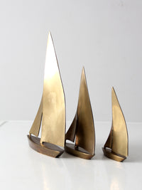 mid century brass sailboats set of 3