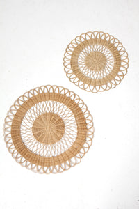 vintage rattan placemats pair
