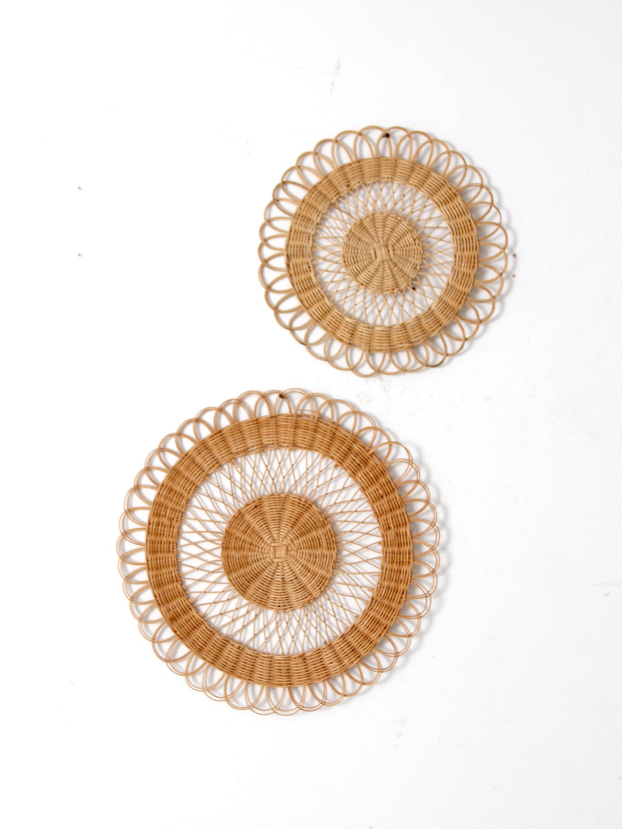vintage rattan placemats pair
