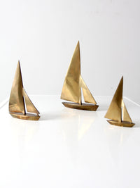 mid century brass sailboats set of 3