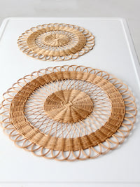 vintage rattan placemats pair