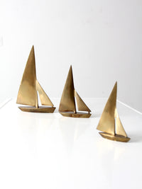 mid century brass sailboats set of 3