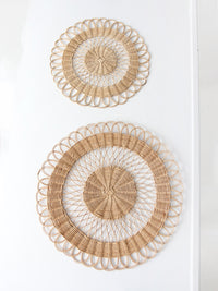 vintage rattan placemats pair