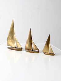 mid century brass sailboats set of 3