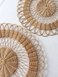 vintage rattan placemats pair