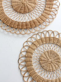 vintage rattan placemats pair